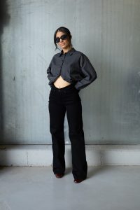 Wide Leg Τζιν Bella Ψηλόμεσο Μαύρο