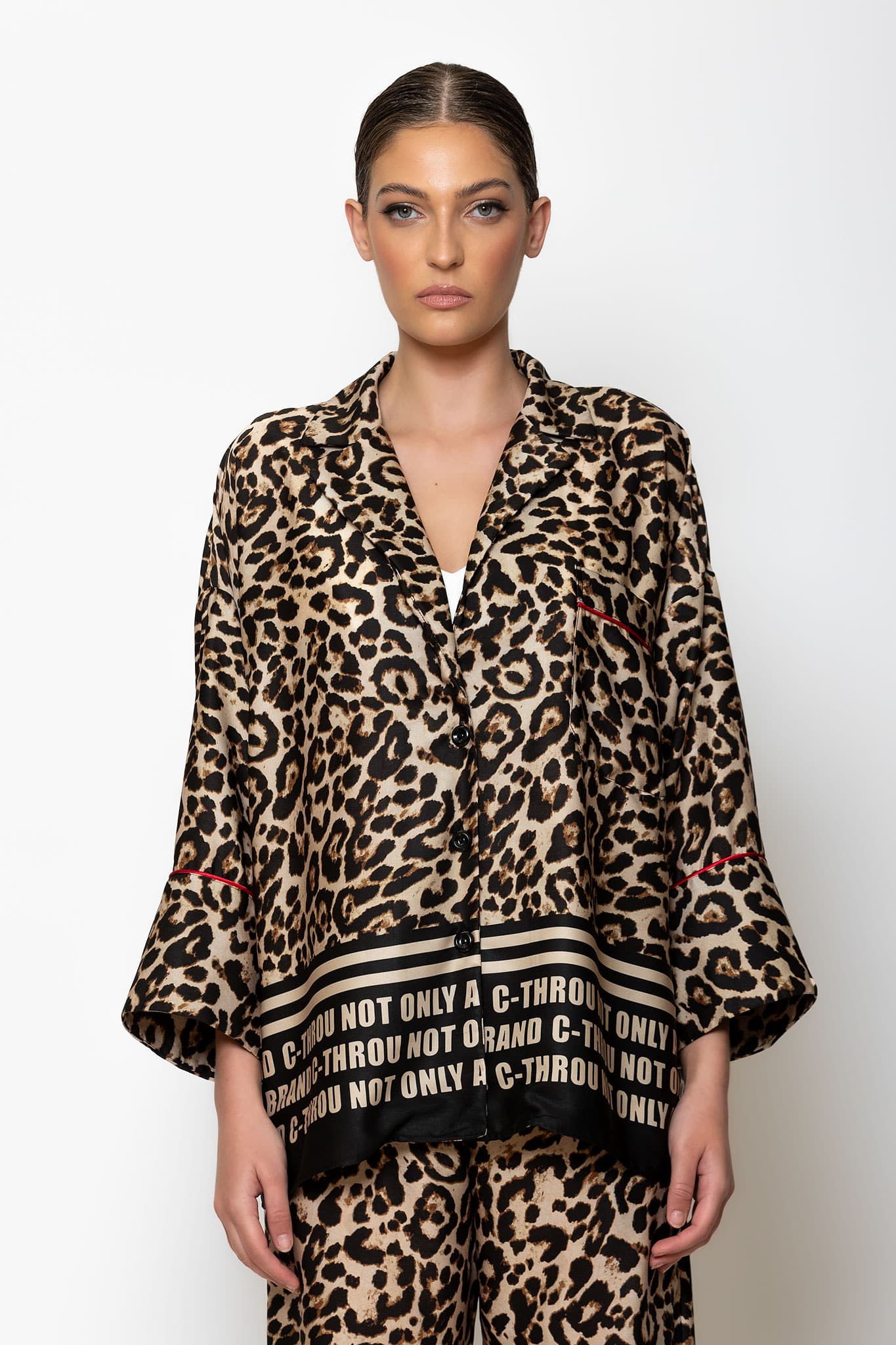 C-THROU-2502004-52.jpg "Cheetah" Πουκάμισο σατέν animal print - Image 1