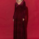 "Belle" Μακρύ εξώπλατο φόρεμα βελούδο γκλίτερ
