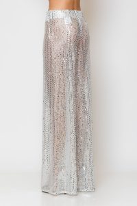 Sequined Mesh Παντελόνι ασημί παγιέτα δίχτυ - Image 2