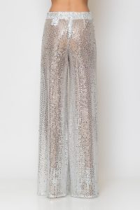 Sequined Mesh Παντελόνι ασημί παγιέτα δίχτυ - Image 5