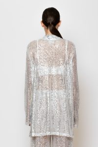 Sequined Mesh Oversized σακάκι ασημί παγιέτα δίχτυ - Image 3