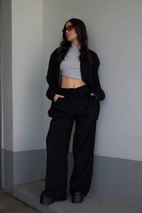 Wide Leg Suit Παντελόνι Girlboss Μαύρο
