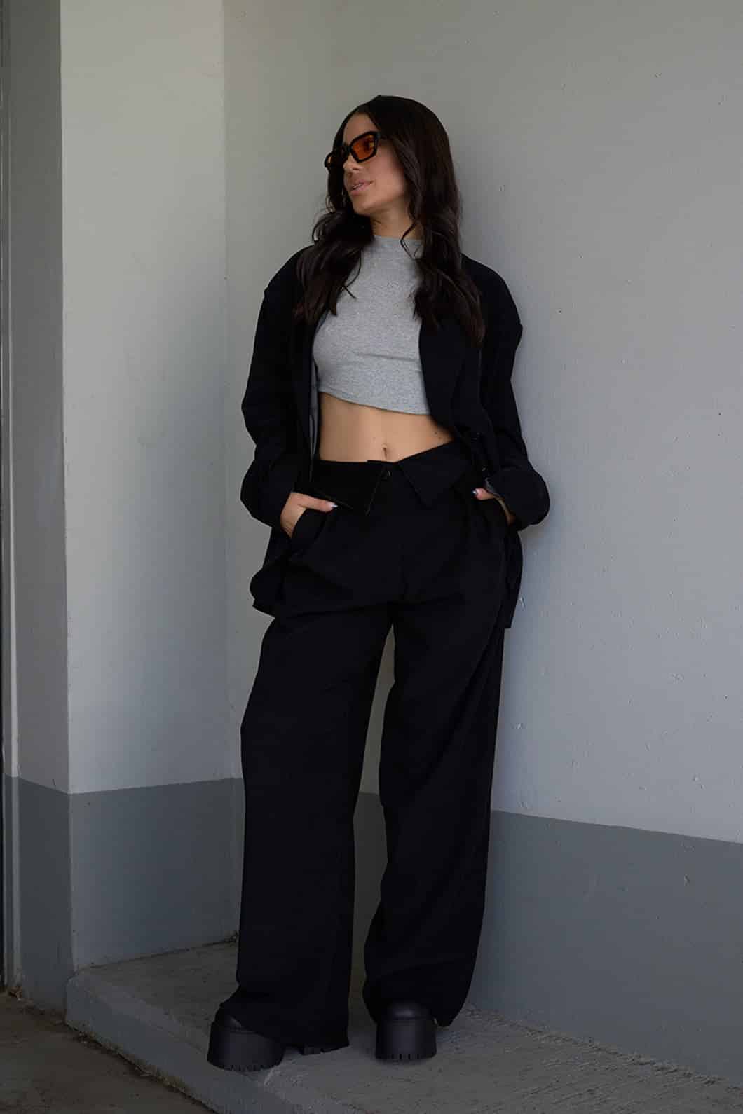 DSC_5845-2 Wide Leg Suit Παντελόνι Girlboss Μαύρο - Image 1
