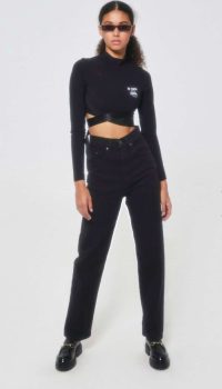 Mom Fit Τζιν Diana Πολύ Ψηλόμεσο Μαύρο