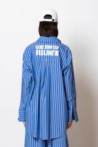 "Pelagos" Long striped shirt with print at the back - Image 5