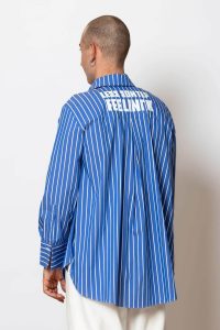 "Pelagos" Long striped shirt with print at the back - Image 7