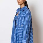 "Pelagos" Long striped shirt with print at the back