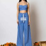"Pelagos" Wide leg striped pants (without print)