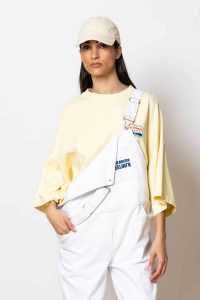 "Mastiha" Wide-leg denim cargo overalls - Image 2