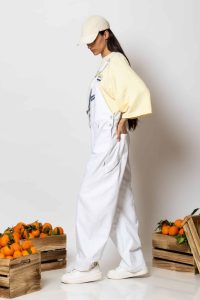 "Mastiha" Wide-leg denim cargo overalls - Image 5