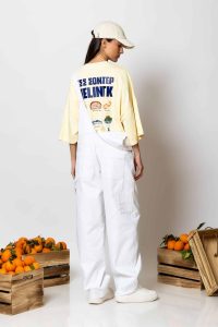 "Mastiha" Wide-leg denim cargo overalls - Image 6