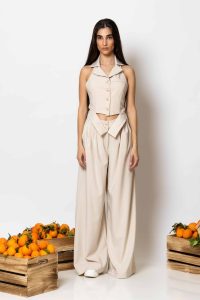 "Meraki" Pleated Crepe Wide-leg pants