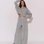 "Howdy" Knitted rib Wide-leg pants