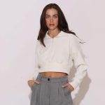 "Howdy" Knitted rib crop top with collar