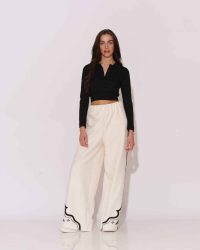 "Laurer" Logo-embroidered crop top with collar - Image 2