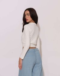 "Laurer" Logo-embroidered crop top with collar - Image 13