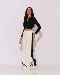 "Laurer" Logo-embroidered crop top with collar - Image 3