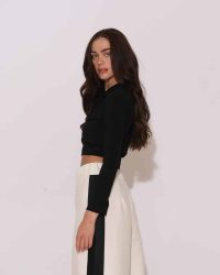 "Laurer" Logo-embroidered crop top with collar - Image 5