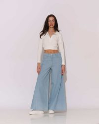 "Laurer" Logo-embroidered crop top with collar - Image 7