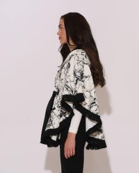 "Kaia" Illustration-print fringed hooded Poncho - Image 3