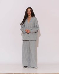 "Howdy" Knitted rib Wide-leg pants - Image 5