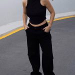 Straight Fit Cargo Τζιν Aaliyah Χαμηλοκάβαλο Μαύρο