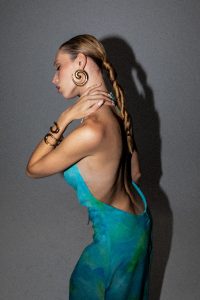 Irena Blue Floral Maxi Mermaid Dress - Image 2