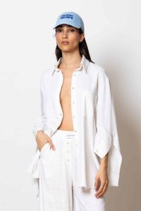 "Bougada" Linen shirt with asymmetric sleeves