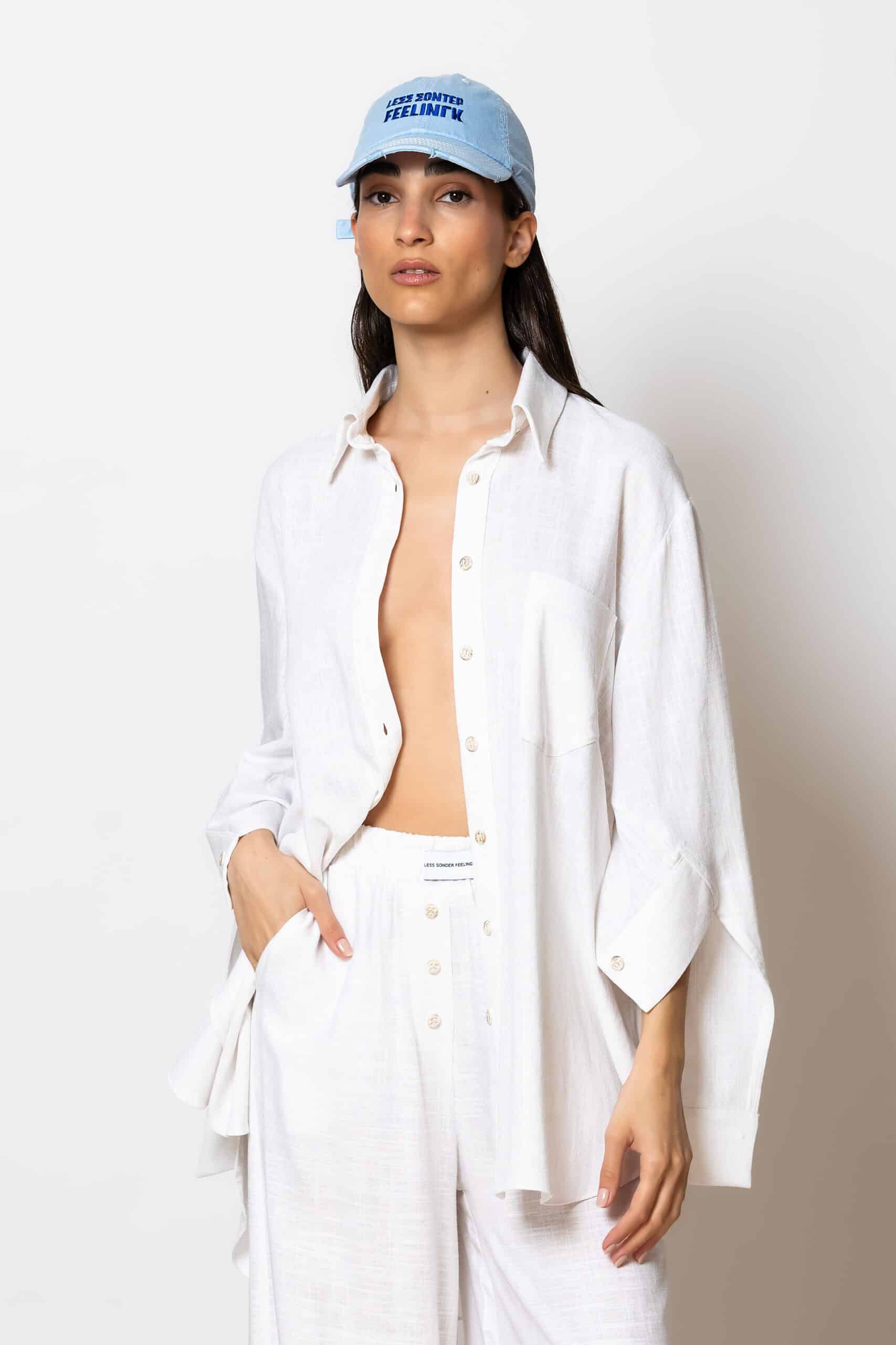 LSF-2582001-44.jpg "Bougada" Linen shirt with asymmetric sleeves - Image 1