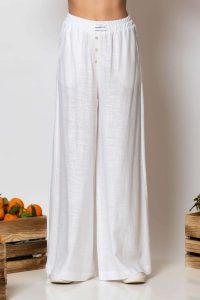 "Bougada" High-Waisted wide-leg linen pants - Image 2