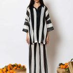 "Semedaki" Striped crochet knit pants
