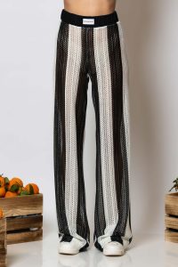 "Semedaki" Striped crochet knit pants - Image 2