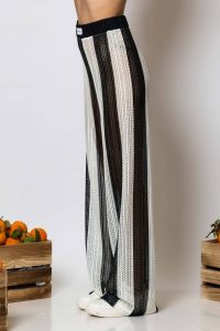 "Semedaki" Striped crochet knit pants - Image 3
