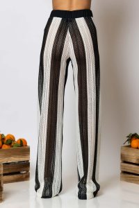 "Semedaki" Striped crochet knit pants - Image 4