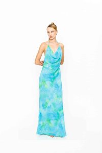 Irena Blue Floral Maxi Mermaid Dress