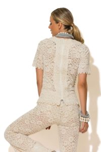 "Lace" Διάφανη Μπλούζα Δαντέλα με Φλόκο και Φερμουάρ Πίσω - Image 5
