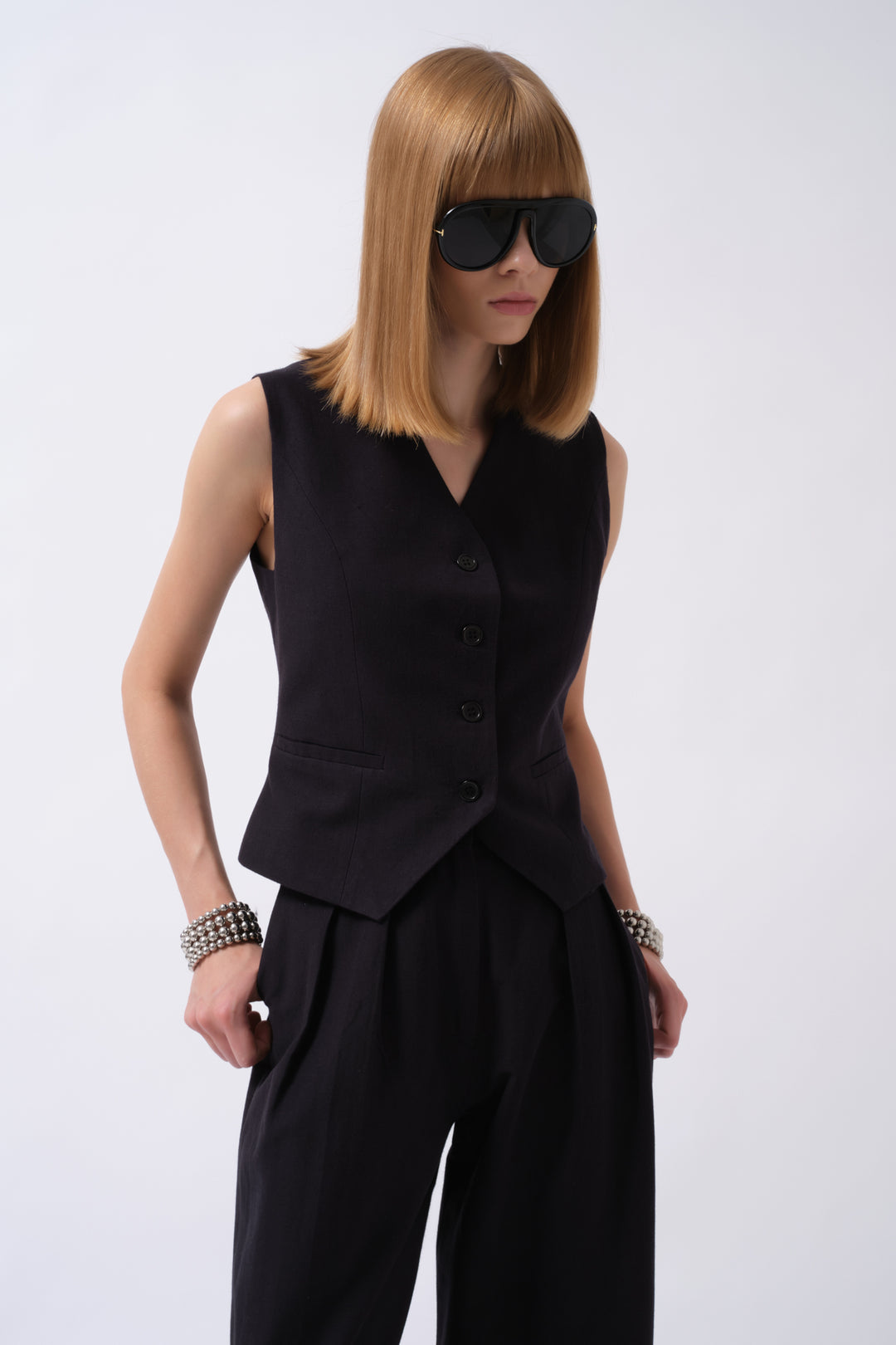 flato-cepli-dugmeli-yelek-56667 Helga Vest - Image 1