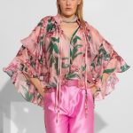 Azalea Poz φλοράλ πουκάμισο οργάντζα με βολάν