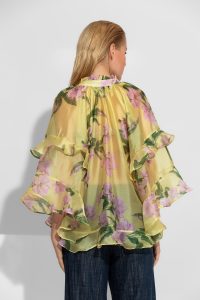 Azalea Κίτρινο φλοράλ πουκάμισο οργάντζα με βολάν - Image 4