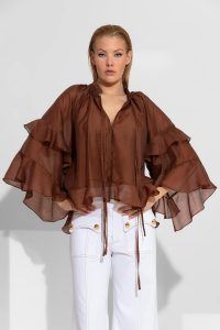 Anemone Διάφανo πουκάμισο Tencel με βολάν