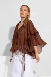 Anemone Διάφανo πουκάμισο Tencel με βολάν - Image 4
