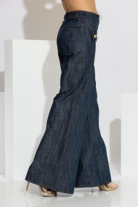 Cornflower Μπλε Τζιν παντελόνι καμπάνα - Image 3