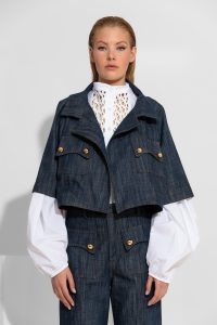 Cornflower Oversized κοντό μπλε τζιν μπουφάν