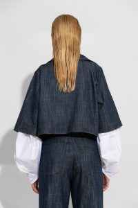 Cornflower Oversized κοντό μπλε τζιν μπουφάν - Image 4