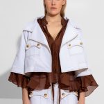 Cornflower Oversized κοντό λευκό τζιν μπουφάν