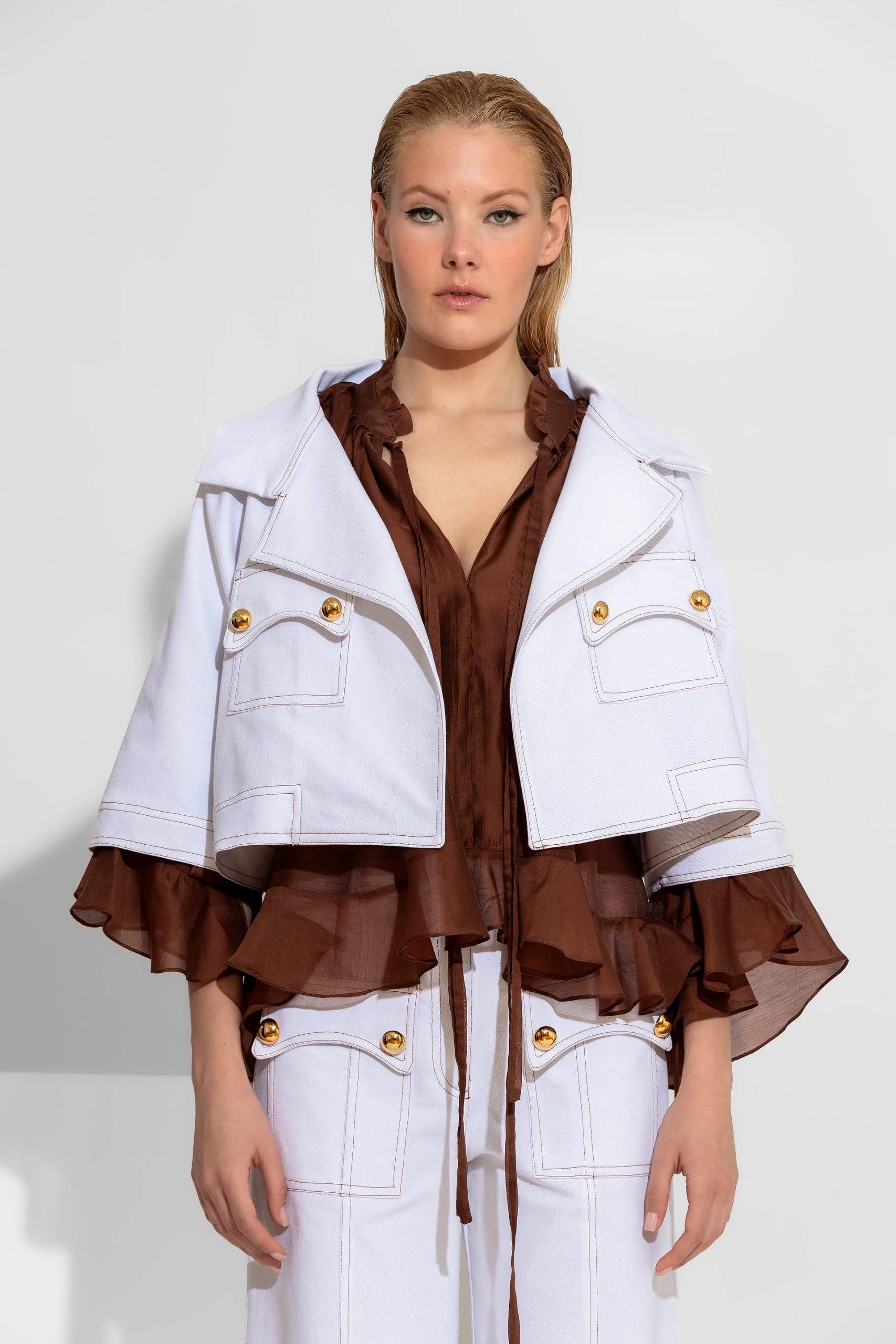 2605001-139-denim-jacket Cornflower Oversized κοντό λευκό τζιν μπουφάν - Image 1