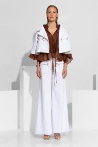 Cornflower Oversized κοντό λευκό τζιν μπουφάν - Image 4