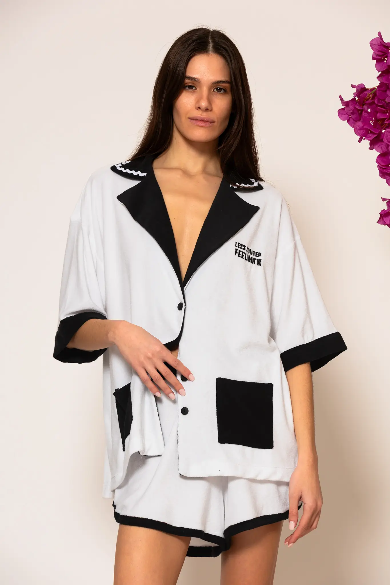 2682001-129-shirt (10) Almyra Λευκό Πετσετέ πουκάμισο με κέντημα logo - Image 1