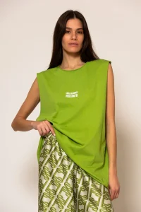 Piase Mia Karekla Αμάνικο Oversized T-shirt με logo και τύπωμα - Image 7